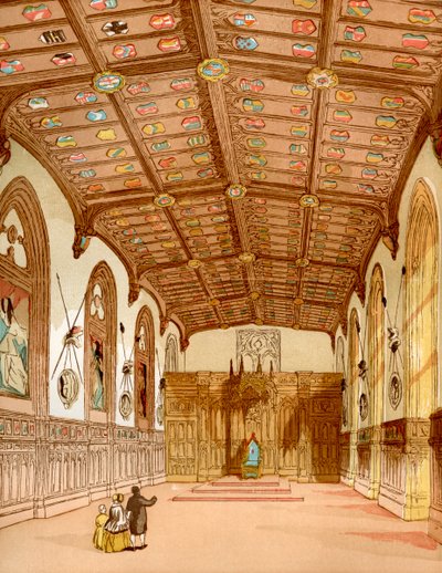 St. Georges Hall, Windsor Castle, Windsor, England, aus Old England: A Pictorial Museum, veröffentlicht 1847 von English School